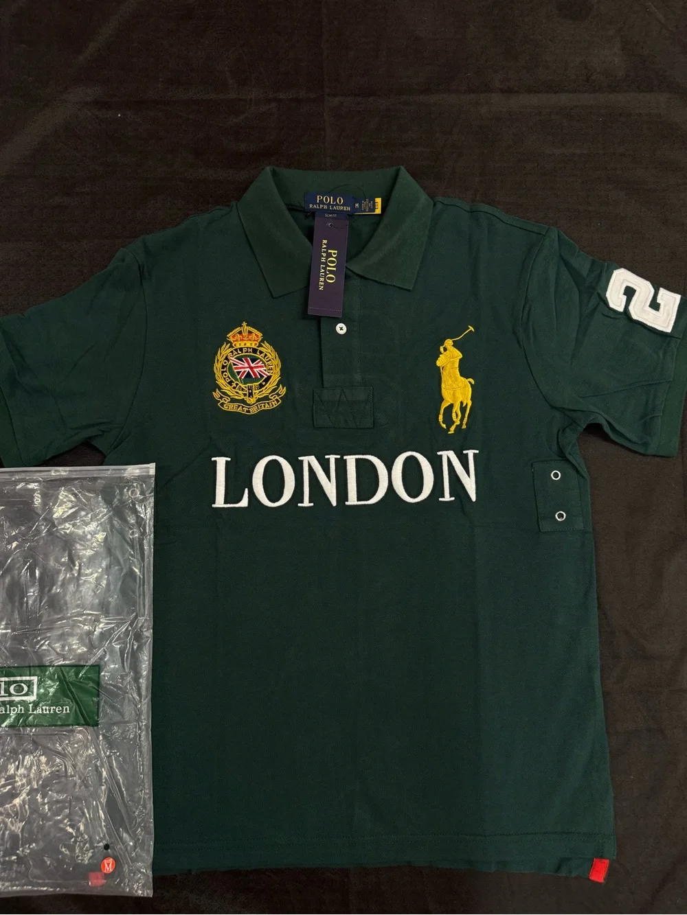 Polo by Ralph Lauren Forest Green London Crest Polo with Yellow Pony